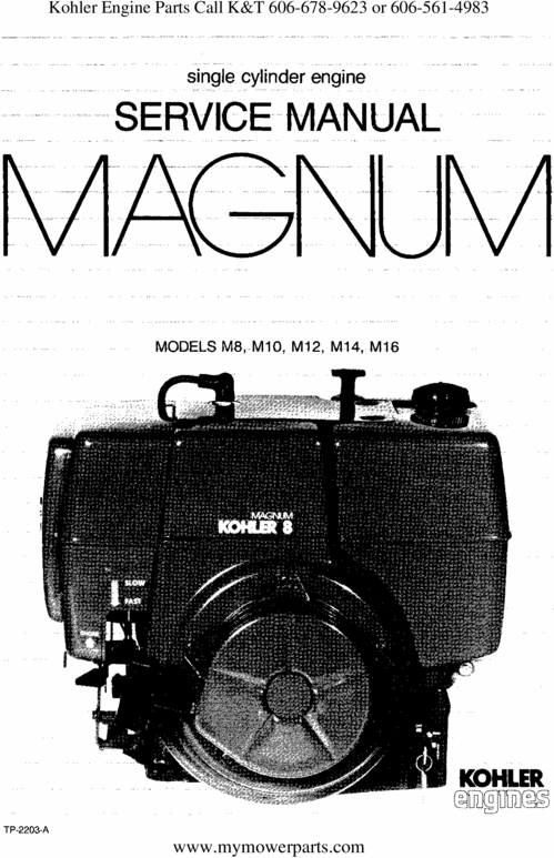 Product picture Kohler Magnum M8 M10 M12 M14 M16 Service Repair Manual
